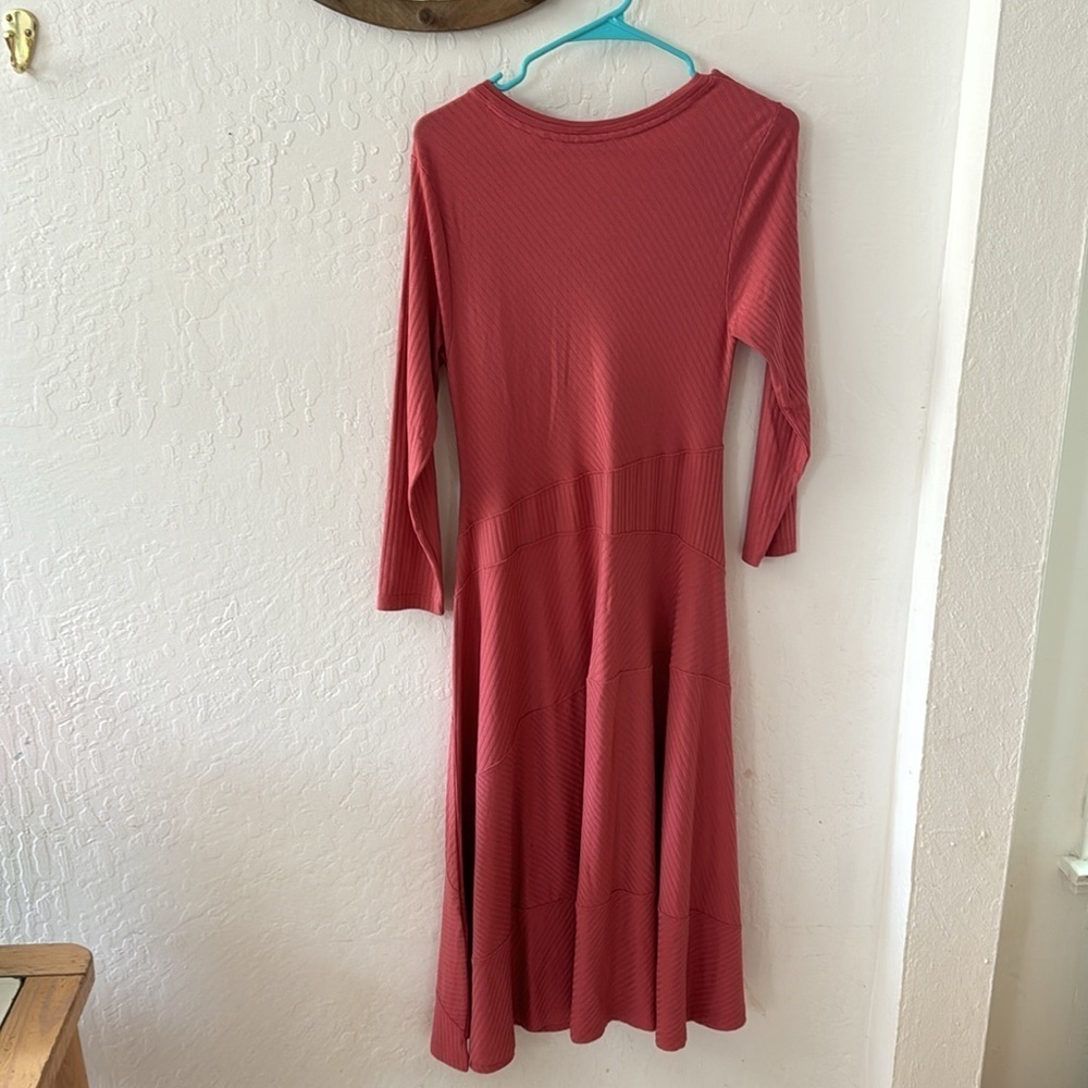 Soft Surroundings Pink Molly Fit & Flare Long Sleeve Textured Dress Small - Picture 7 of 9